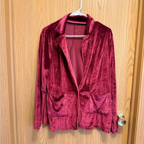 Nordstrom Velvet Red Blazer Jacket Cardigan - Picture 2 of 5